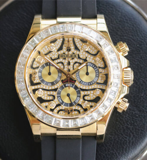 Rolex Cosmograph Daytona 116588 TBR Noob Factory Yellow Gold Diamond Bezel Replica Watch